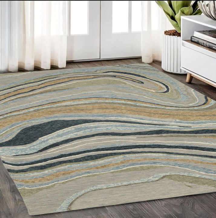 HomeRoots Wool Abstract Hand Tufted Area Rug