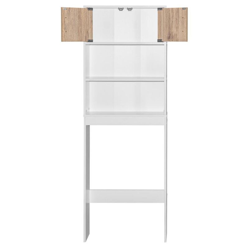 Better Home Products Ace Over-the-Toilet Storage Rack in White & Natural Oak