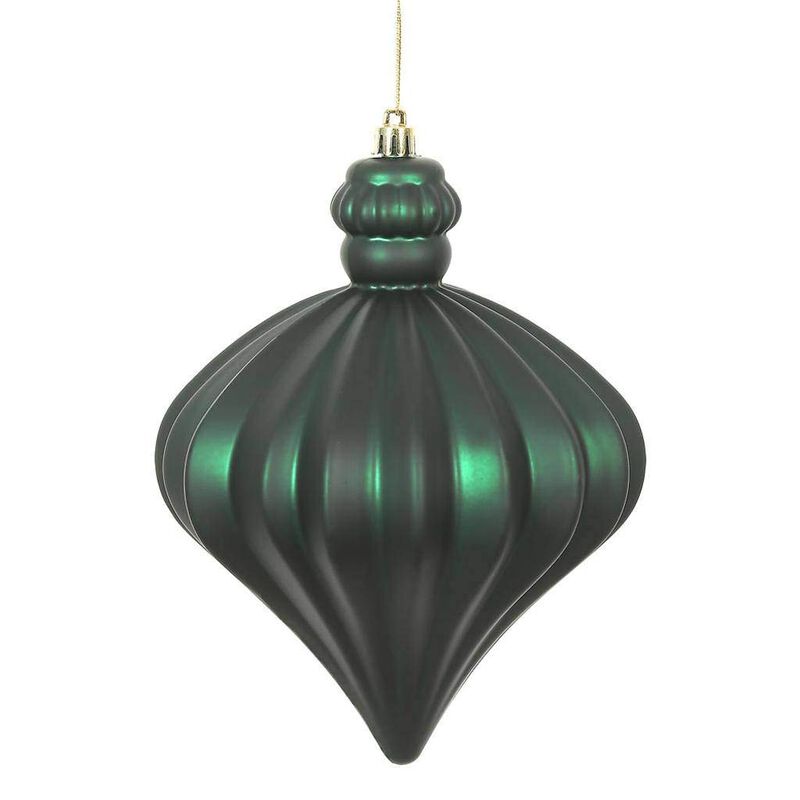 Vickerman 478691-6 Midnight Green Matte Onion Drop Christmas Tree Ornament (4 pack) (N175874D) image number 0