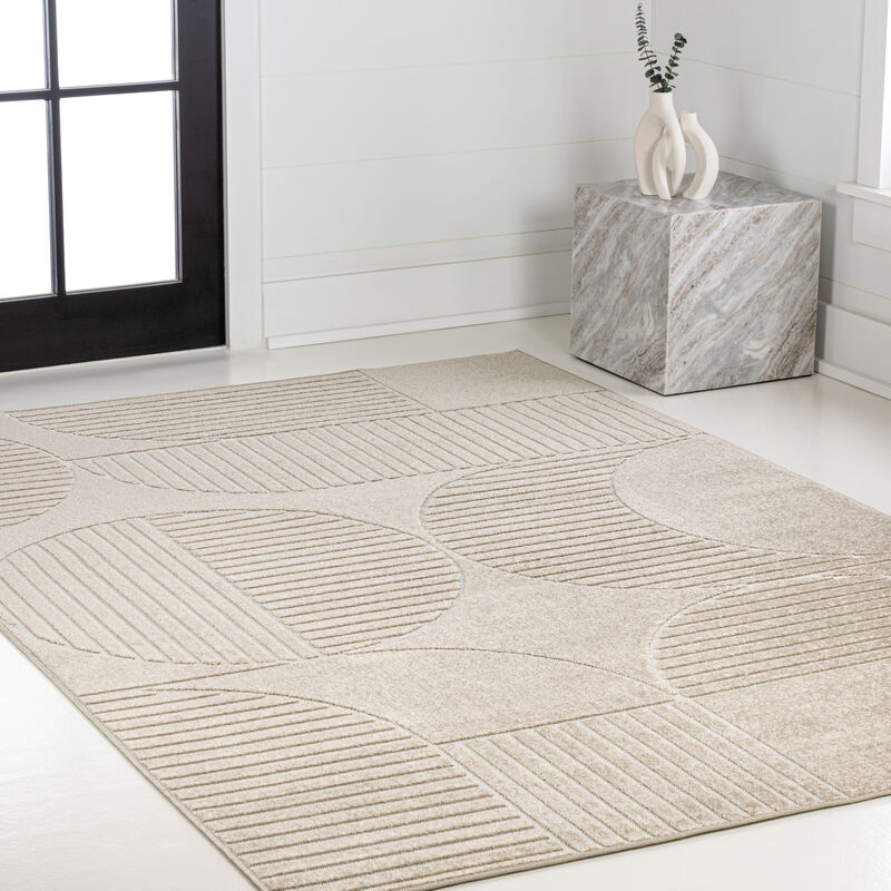 Nordby Geometric Arch Scandi Striped Area Rug