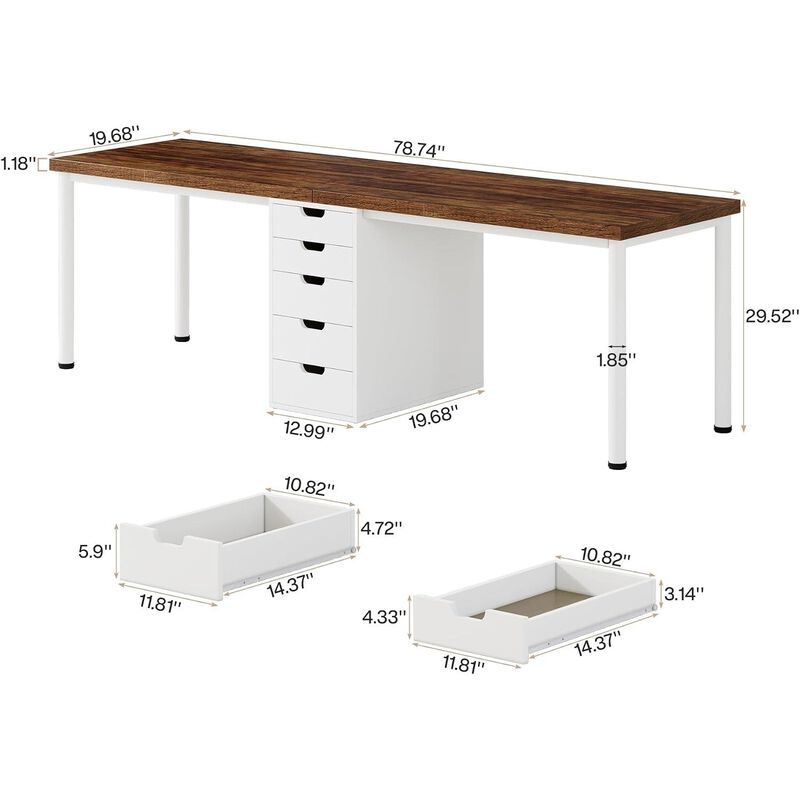 Tribesigns 78.7" Dining Table for 6-8, Industrial Kitchen Table with Metal Frame, Large Rectangular Wood Table that Doubles as Home Office Desk or Conference Table, Rustic Brown and Black image number 4