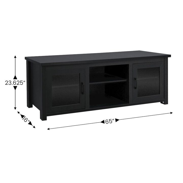 Flash Furniture 65" Entertainment Center with Storage Cabinets for up to 80" TV's, Black