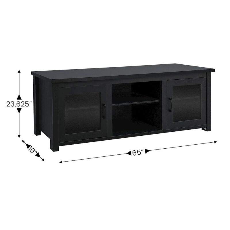 Flash Furniture 65" Entertainment Center with Storage Cabinets for up to 80" TV's, Black image number 1