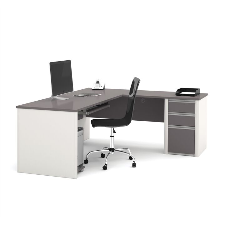 Bestar Connexion L-shaped workstation in Slate & Sandstone