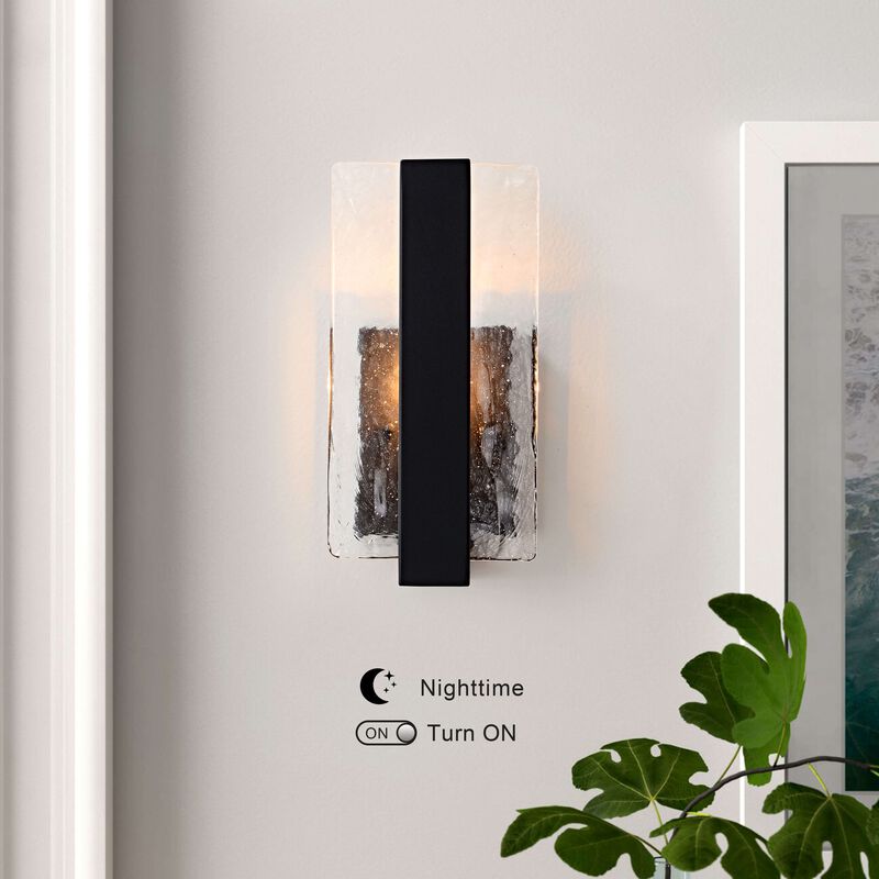 Maya Single Light Matte Black Clear Glass Panel Wall Sconce - 6" W x 11.8" H x 4.5" D image number 3