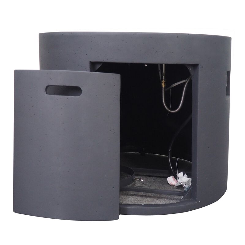 Mondawe 31 in. Dark Grey Round Column Heating Outdoor Fire Pit Table