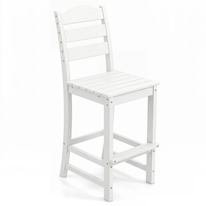 30 Inch Outdoor HDPE Bar Stool Counter Height with Back and Footrest