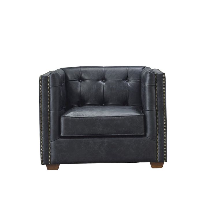 Crafters and Weavers Tuxedo Leather Arm Chair - Slate