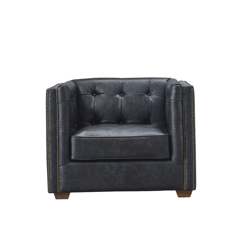 Crafters and Weavers Tuxedo Leather Arm Chair - Slate