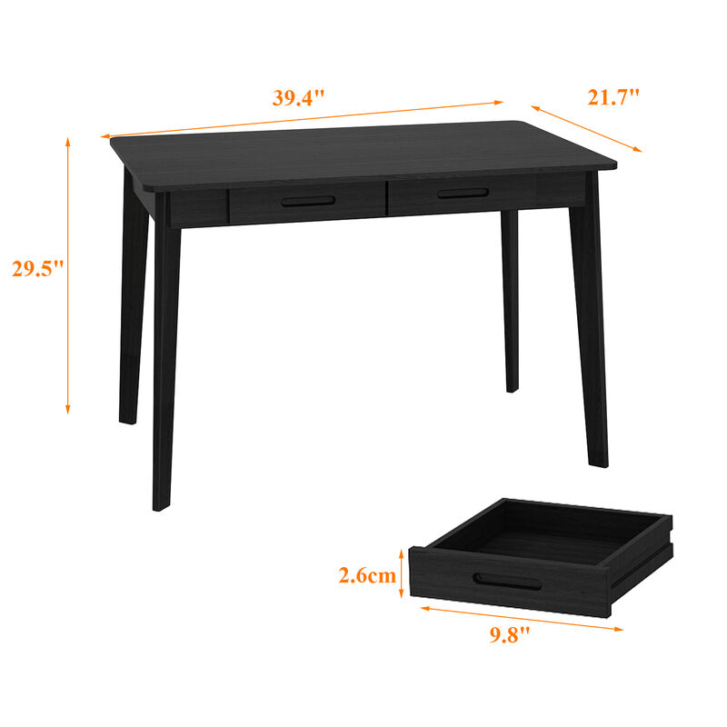 21.7 in. H Retangular Black walnut Wood 2 Drawer Computer &Gaming Desk