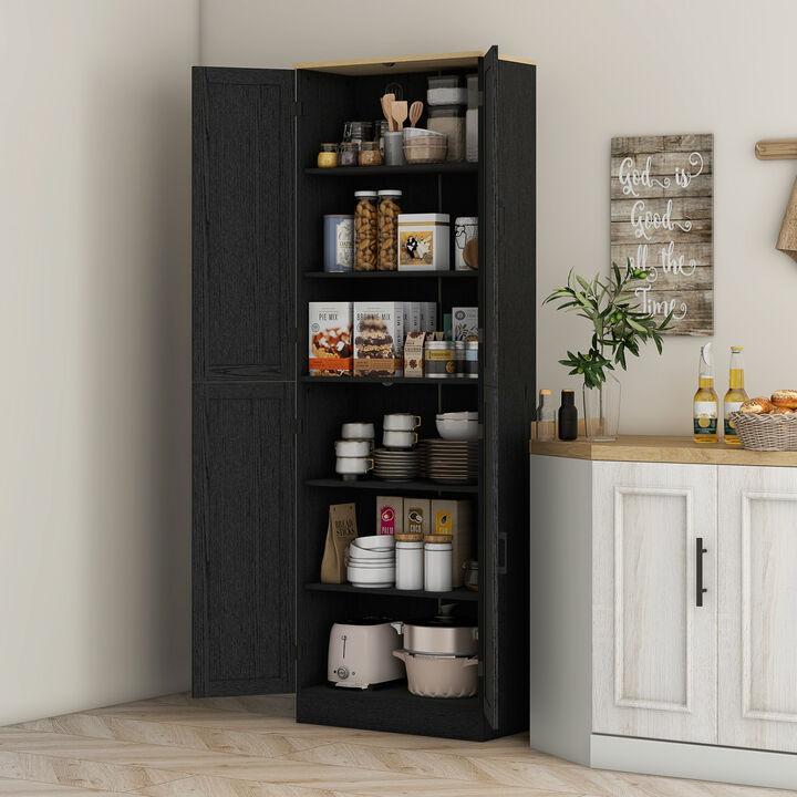 Hivvago Tall Freestanding Kitchen Cabinet with Doors and Shelves