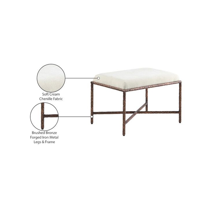 Meridian Furniture Valley Cream Chenille Fabric Bench