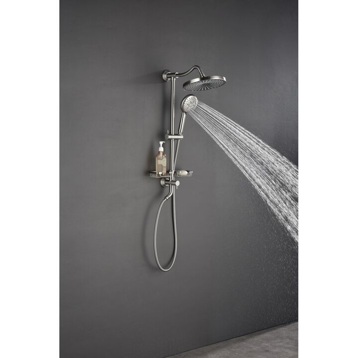 Matte Black Shower System: Rain Showerhead, Hand Shower, Slide Bar, Soap Dish