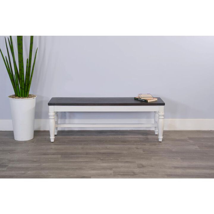 Sunny Designs White Bench with Wood Seat