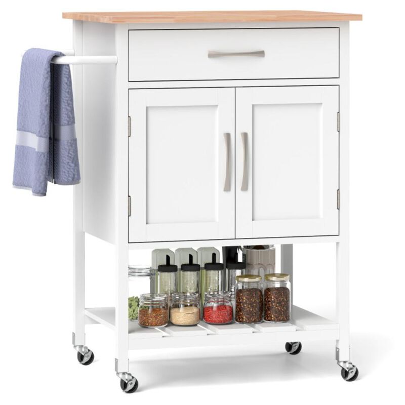 Hivvago Rolling Kitchen Island Cart with Drawer and Towel Rack