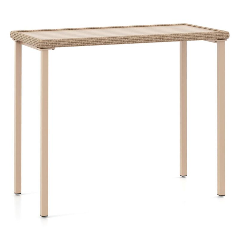 Hivvago Outdoor Patio Bar Table Heavy Duty Rectangle Metal Frame