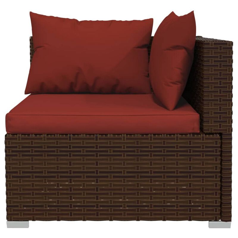 Faye 3pc Outdoor Modular Sectional Sofa Set, 3 Cushions, Red Brown - Benzara