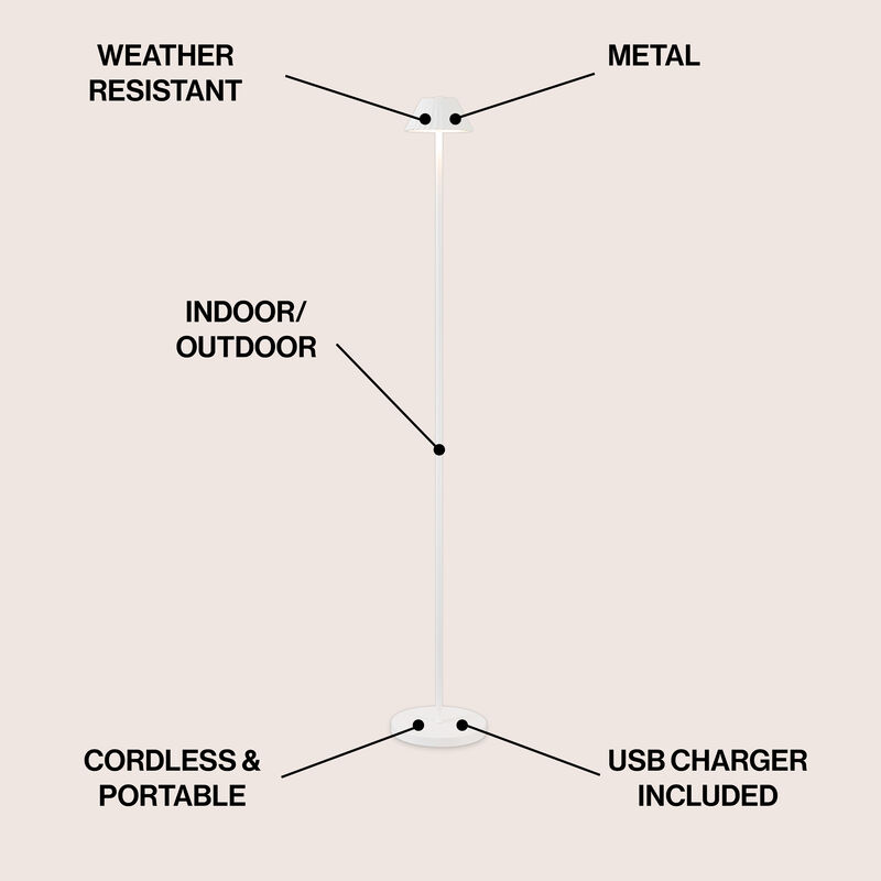 Mallory 44" Modern Minimalist Indoor/Outdoor Iron Pleated Shade Rechargeable/Cordless Dimmable Integrated LED Floor Lamp