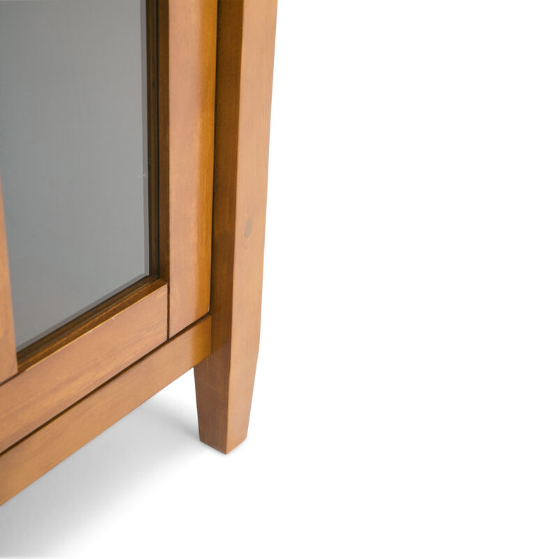 Warm Shaker SOLID WOOD 32 inch Wide Transitional Low Storage Cabinet in Light Golden Brown