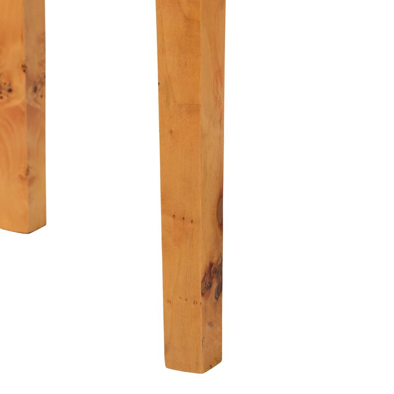 bali & pari Jihan Modern and Contemporary Natural Real Burl Wood Half Moon Console Table