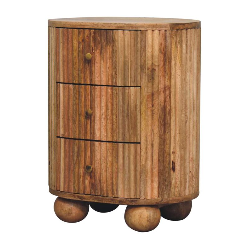 Artisan Furniture Solid Wood Soba Ball 3 Drawer Bedside