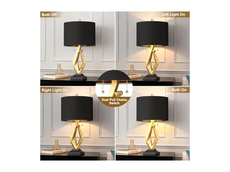 Modern Table Lamps Set Of 2 For Living Room Bedroom Office Black image number 3