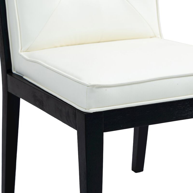 Meridian Furniture Gwendolyn Cream Vegan Leather Dining Side Chair, Set of 2