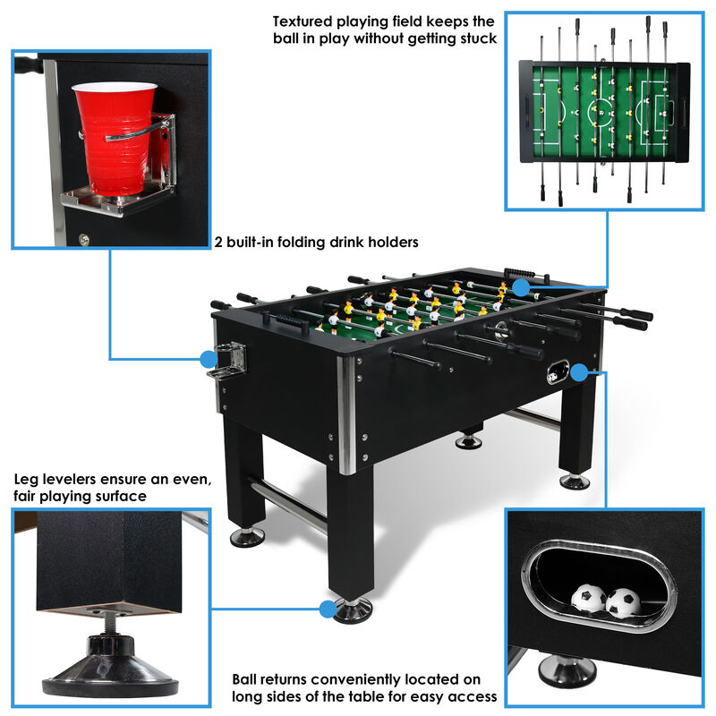 Sunnydaze 55 in Foosball Game Table with Drink Holders image number 4