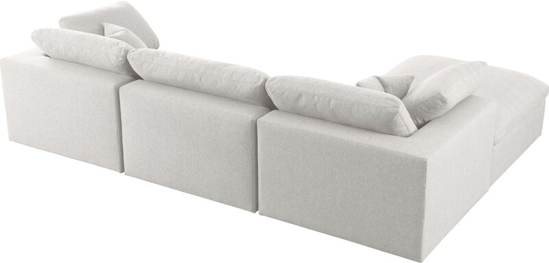 Meridian Furniture Serene Cream Linen Textured Fabric Deluxe Comfort Modular Sectional