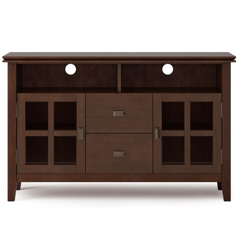 Artisan SOLID WOOD 48 inch Wide Contemporary TV Media Stand in Russet Brown For TVs up to 55 inches