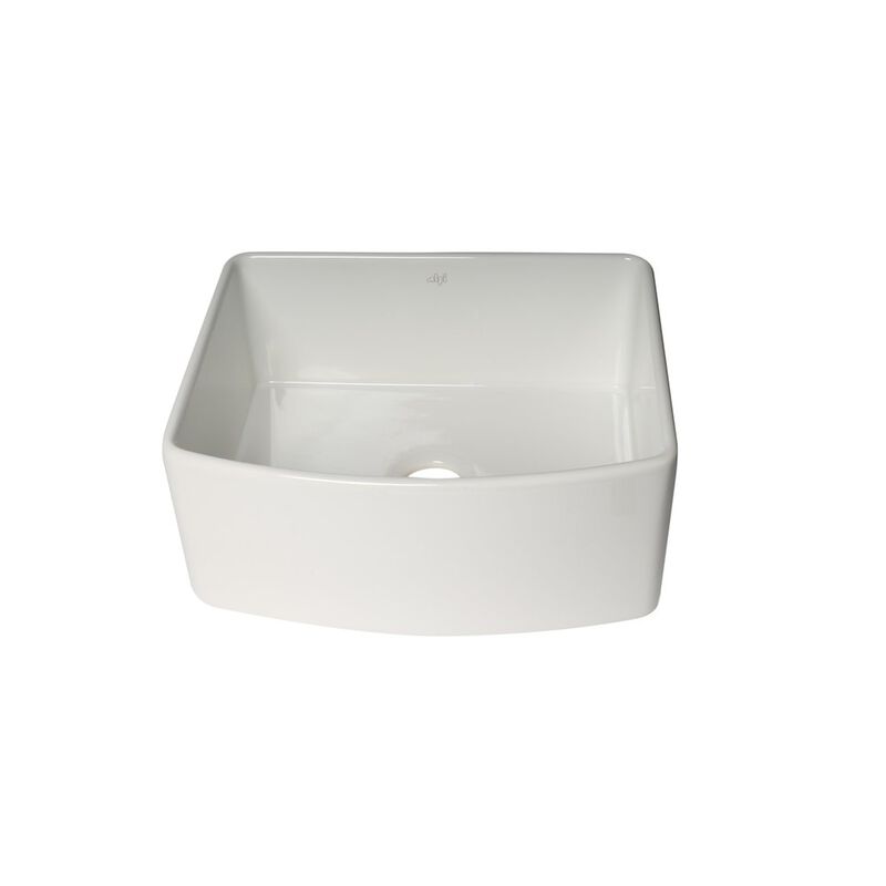 ALFI brand ALFI Brand White Smooth Curved Apron 24 x 20 Single Bowl Fireclay Farm Sink