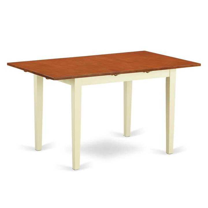East West Furniture Norfolk  rectangular  table  with  12  Butterfly  Leaf    -Buttermilk  and  Cherry  Finish.