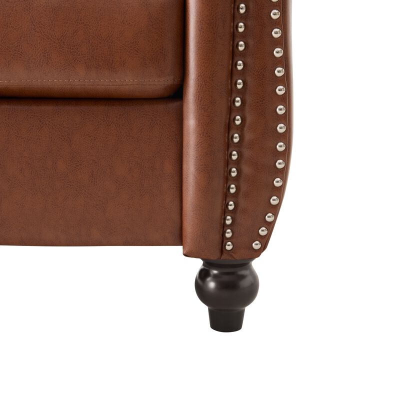 Whisen Classic Club Chair with Diamond Tufting, Scrolled Arms, and Wooden Legs image number 8