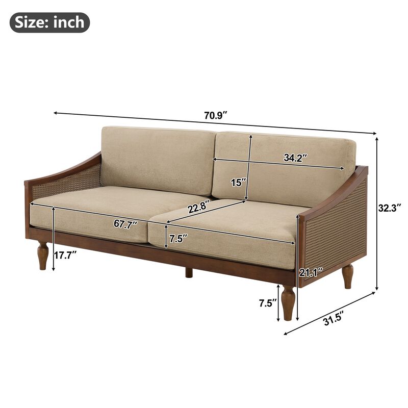 Zepcol Farmhouse Rubberwood Rattan Loveseat image number 9