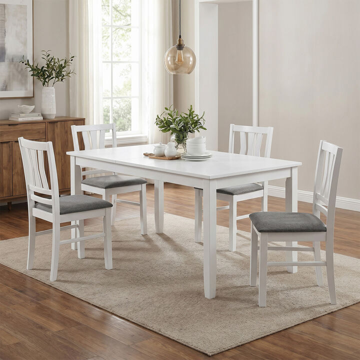 Set of 4 Fabric Upholstered Dining Chairs with Wood Frame for Kitchen and Dining Area-White
