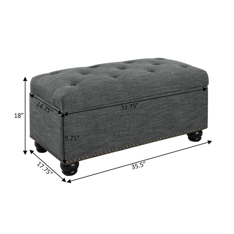 Convenience Concepts Designs4Comfort 7th Avenue Storage Ottoman, Gray