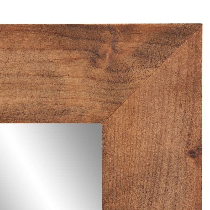 Hivvago Set of 2 Modern Farmhouse Mirror Set Distressed Brown Wood Frame 31 x 24 inch