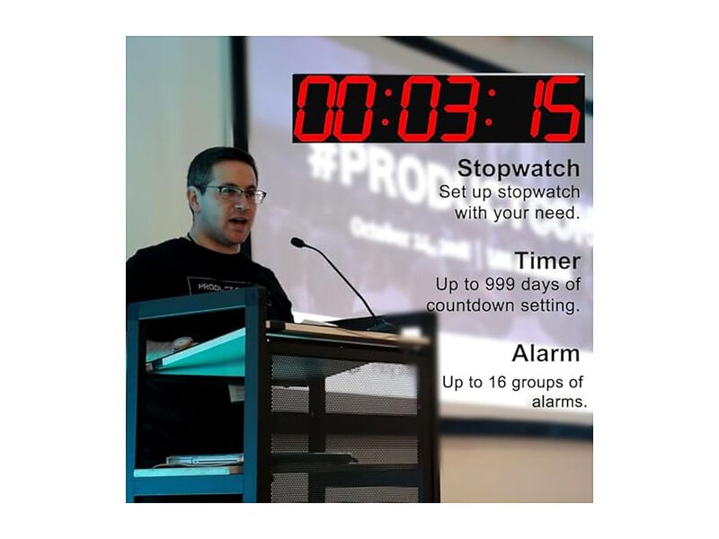 Digital Oversize LED Display Auto Wall Clock 27 Inch Red Home Decor image number 3