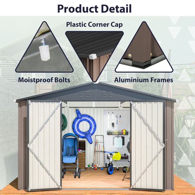 10' x 10' Metal Storage Shed for Ourdoor image number 4