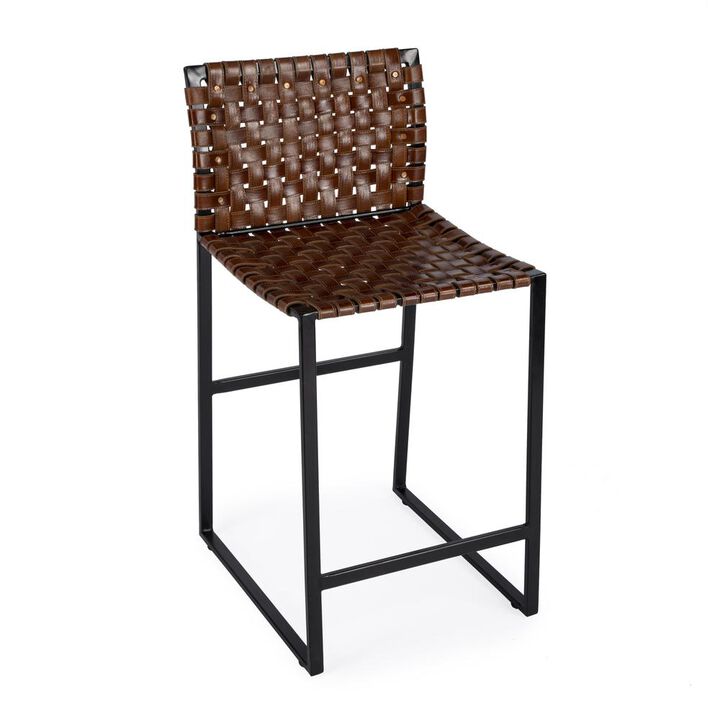 Butler Specialty Urban Woven Leather 25 Counter Stool, Medium Brown