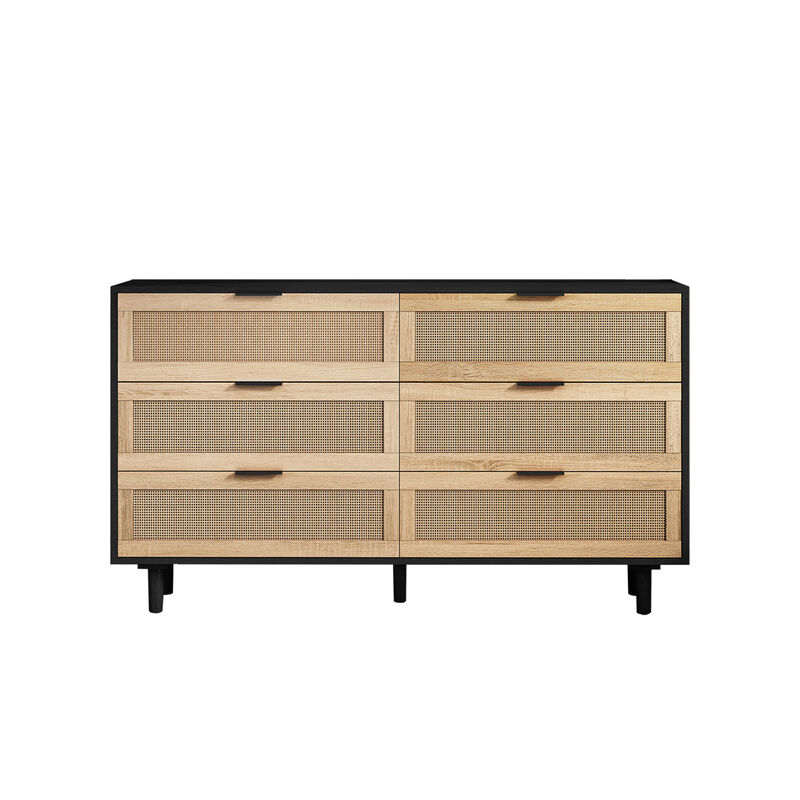 Bamixt 6-Drawers Rattan Dresser image number 0