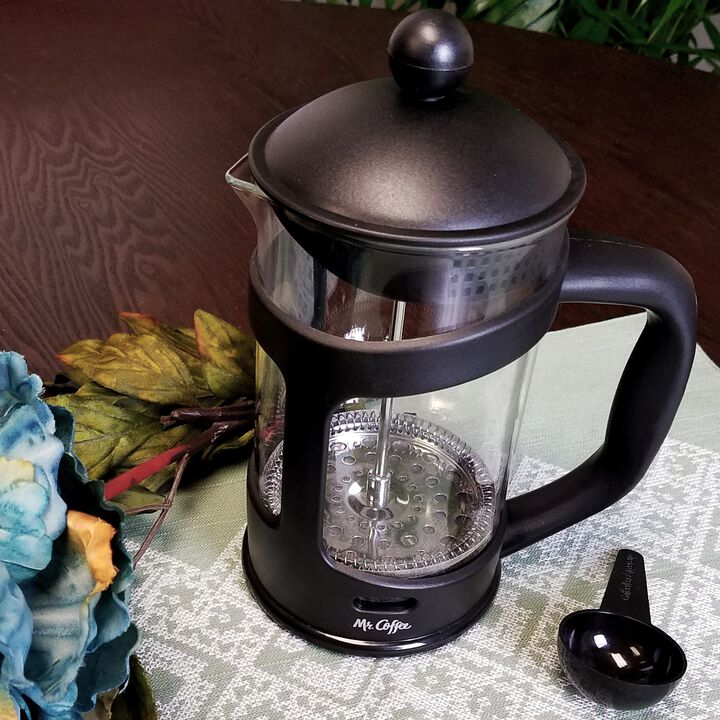 Mr. Coffee Brivio 28 Ounce Glass French Press Coffee Maker with Plastic Lid