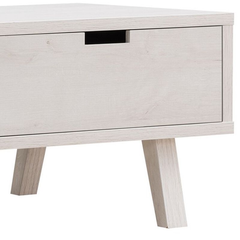 Bev 47 Inch Modern Coffee Table, 2 Drawers, 1 Side Compartment, White, Gray-Benzara image number 4