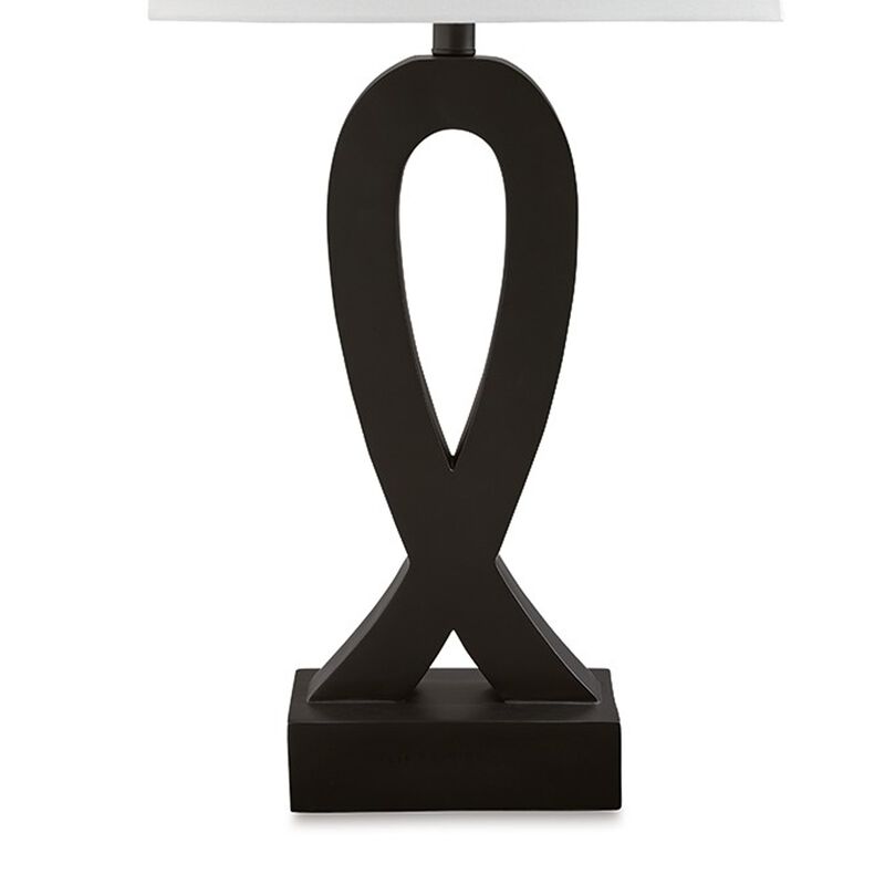 29 Inch Table Lamp Set of 2, Black Sculptural Solid Base, Empire Hardback - Benzara