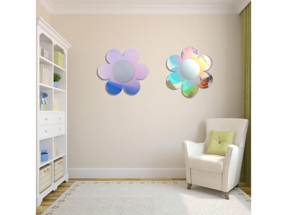 12.6x11.6 Inch Irregular Wavy Acrylic Rainbow Wall Mirror