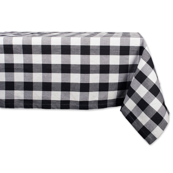 Black and White Buffalo Checkered Designed Rectangular Tablecloth 60" x 120"