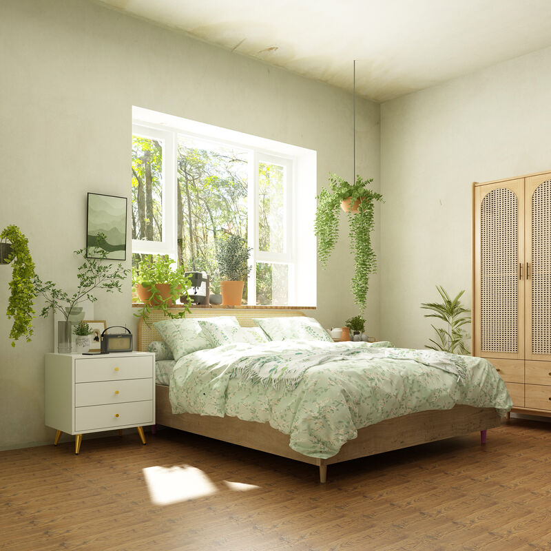 FUFU&GAGA Nightstand with Contemporary Design, 3 Drawers, Durable Composite Material, (19.7" W x 15.7" D x 20.8" H), White