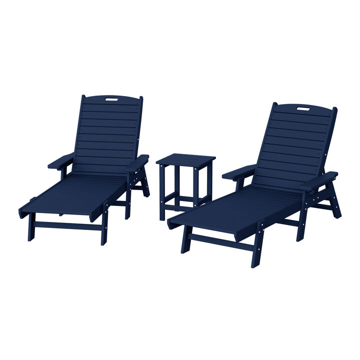 WestinTrends Poly Reclining Chaise Lounge Set With Table