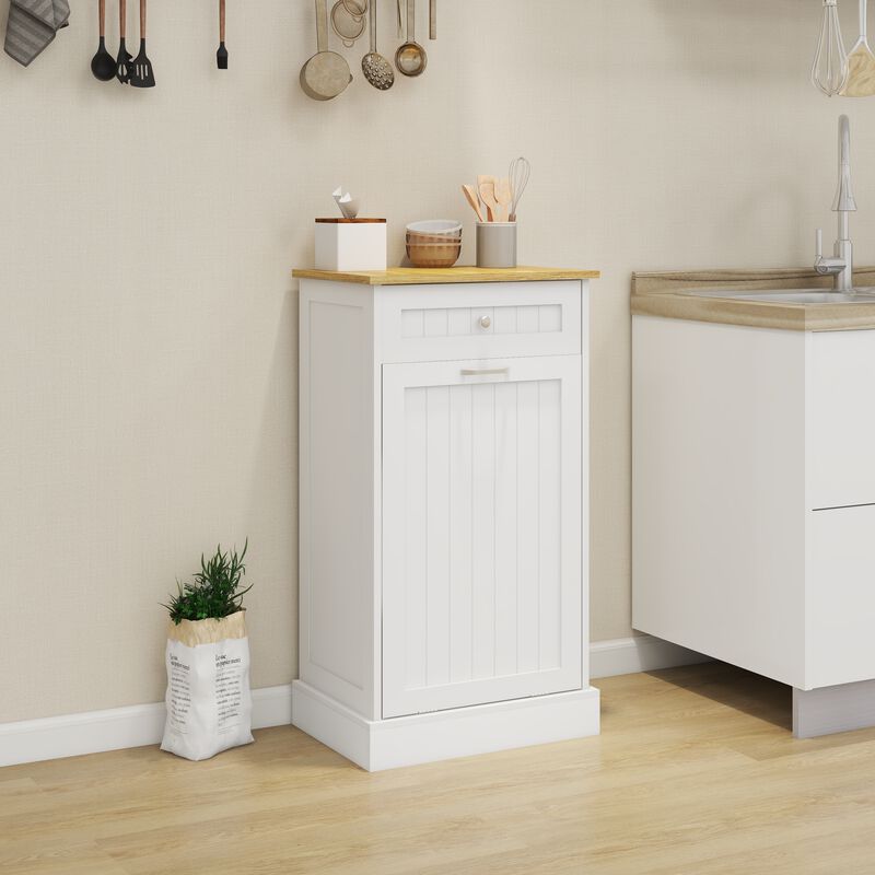 19.68 in. W x 13.77 in. D x 35.62 in. H Ready to Assemble Trash Can Kitchen Cabinet