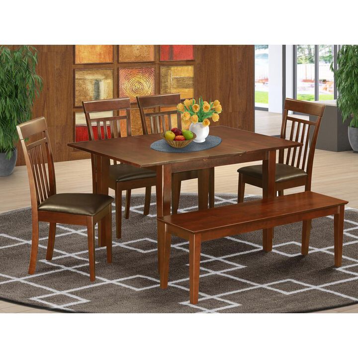 6 PC Table and Chairs set - Kitchen dinette Table and 4 Kitchen Dining Chairs plus a bench